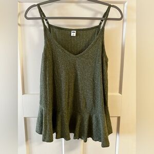 Old Navy Green Ribbed Peplum Camisole